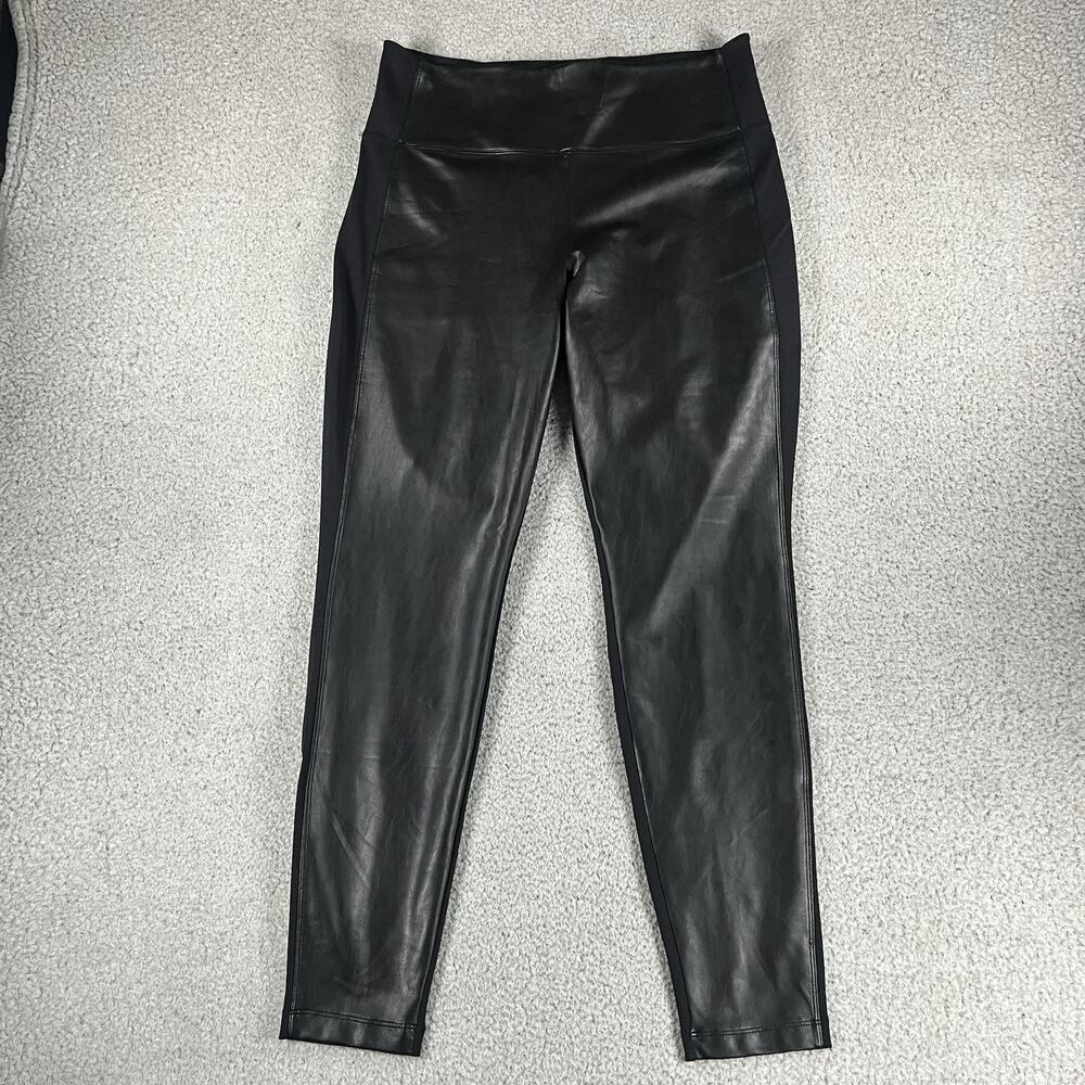 Athleta Delancey Shine Tight Leggings Women L Black Moto Travel Athletic Stretch